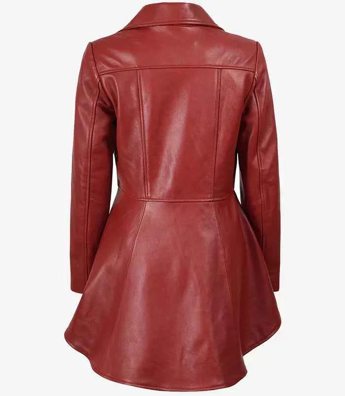 Clarissa Women's Red Asymmetrical Peplum Leather Jacket