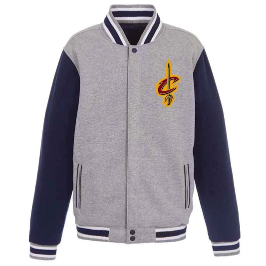 Cleveland Cavaliers Varsity Navy Blue and Gray Jacket