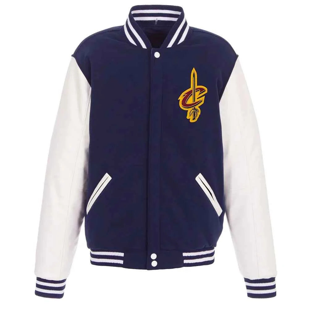 Cleveland Cavaliers Varsity Navy Blue and White Jacket