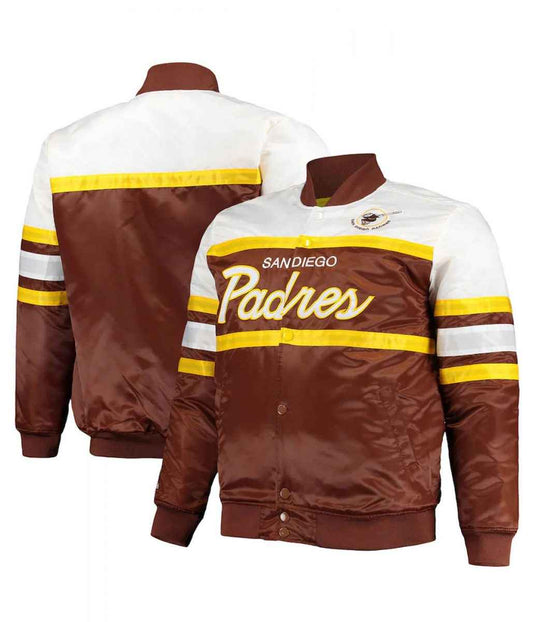 Coaches San Diego Padres Full-Snap Brown/Gold Satin Jacket