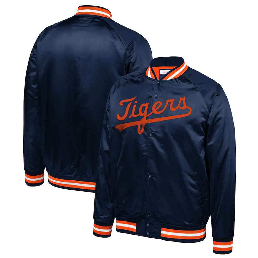 Detroit Tigers Bomber Satin Navy Jacket