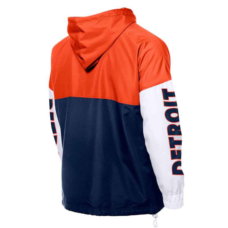 Detroit Tigers Color Block Navy/Orange Hoodie Windbreaker