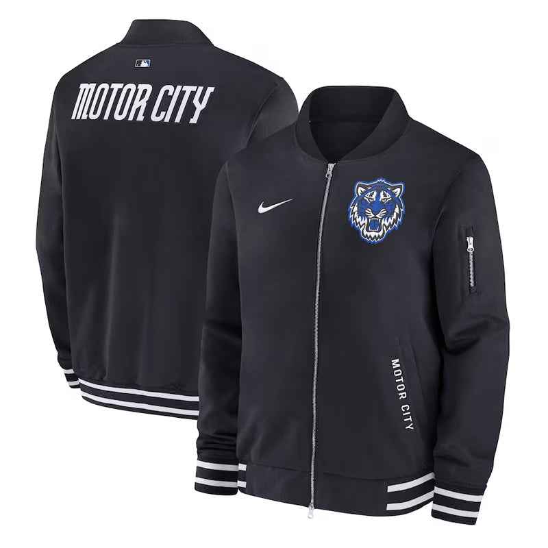 Detroit Tigers Motor City Black Bomber Full-Zip Jacket