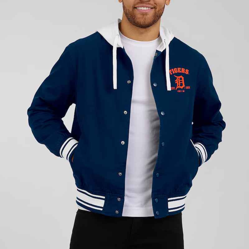 Detroit Tigers Navy Cotton Hooded Jacket