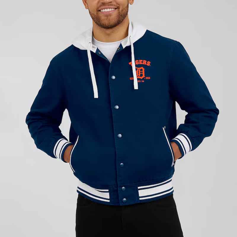 Detroit Tigers Navy Cotton Hooded Jacket