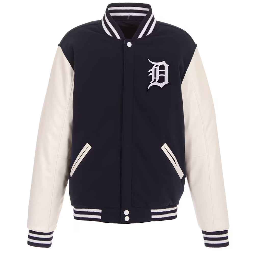 Detroit Tigers Navy and White Varsity Jacket