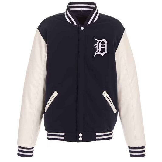 Detroit Tigers Navy and White Varsity Jacket
