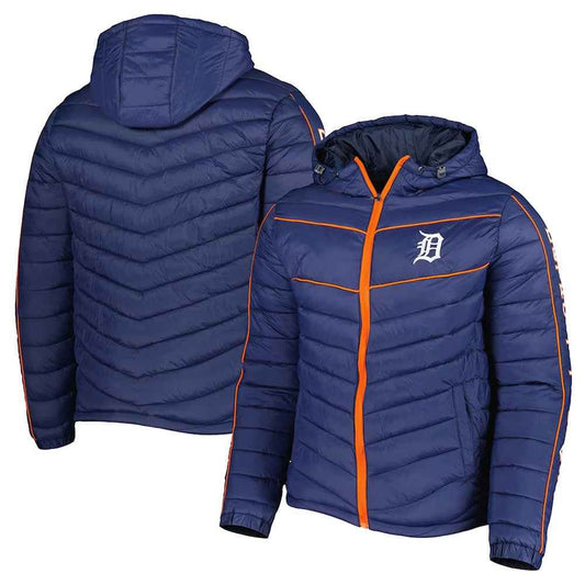 Detroit Tigers Splitter Soft Down Touch Navy Blue Hoodie Jacket