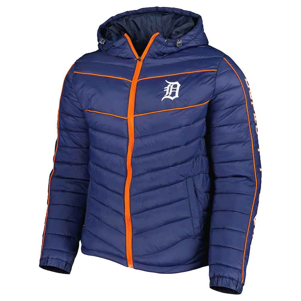 Detroit Tigers Splitter Soft Down Touch Navy Blue Hoodie Jacket