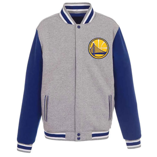 Golden State Warriors Gray and Royal Varsity Wool Jacket