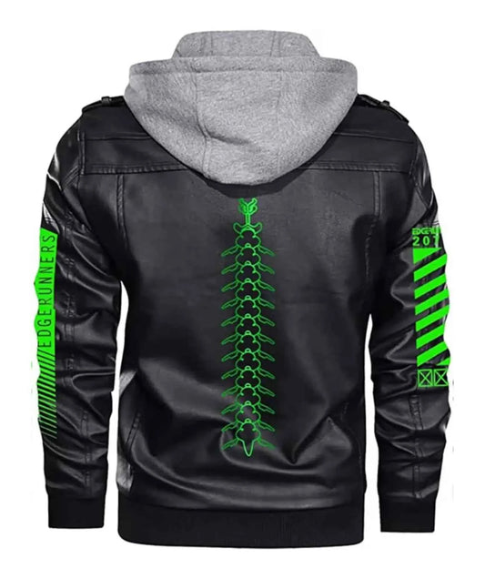Halloween gaming Handmade Edge-runners 2077 Bomber Leather Jacket (Replica - Inspired Design)