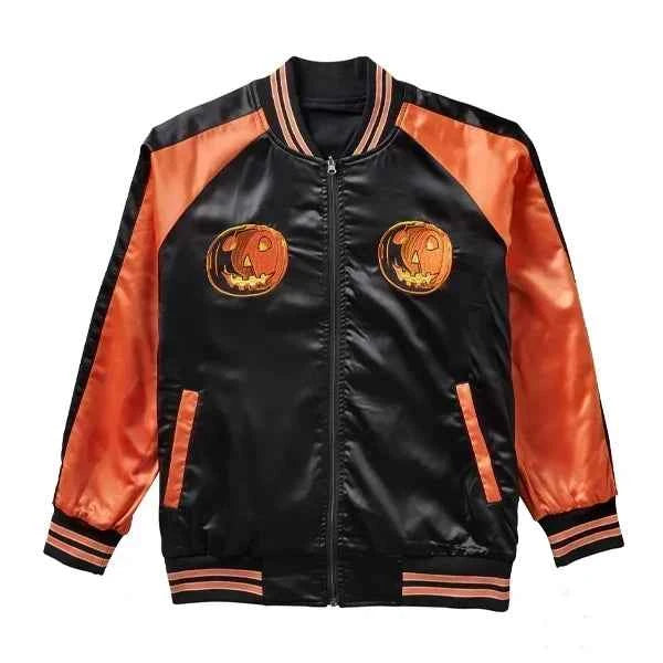 Halloween Pumpkin Satin Reversible Jacket