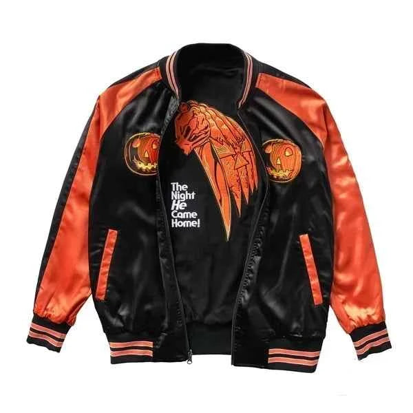 Halloween Pumpkin Satin Reversible Jacket