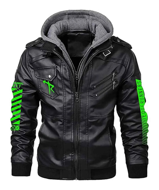 Halloween gaming Handmade Edge-runners 2077 Bomber Leather Jacket (Replica - Inspired Design)