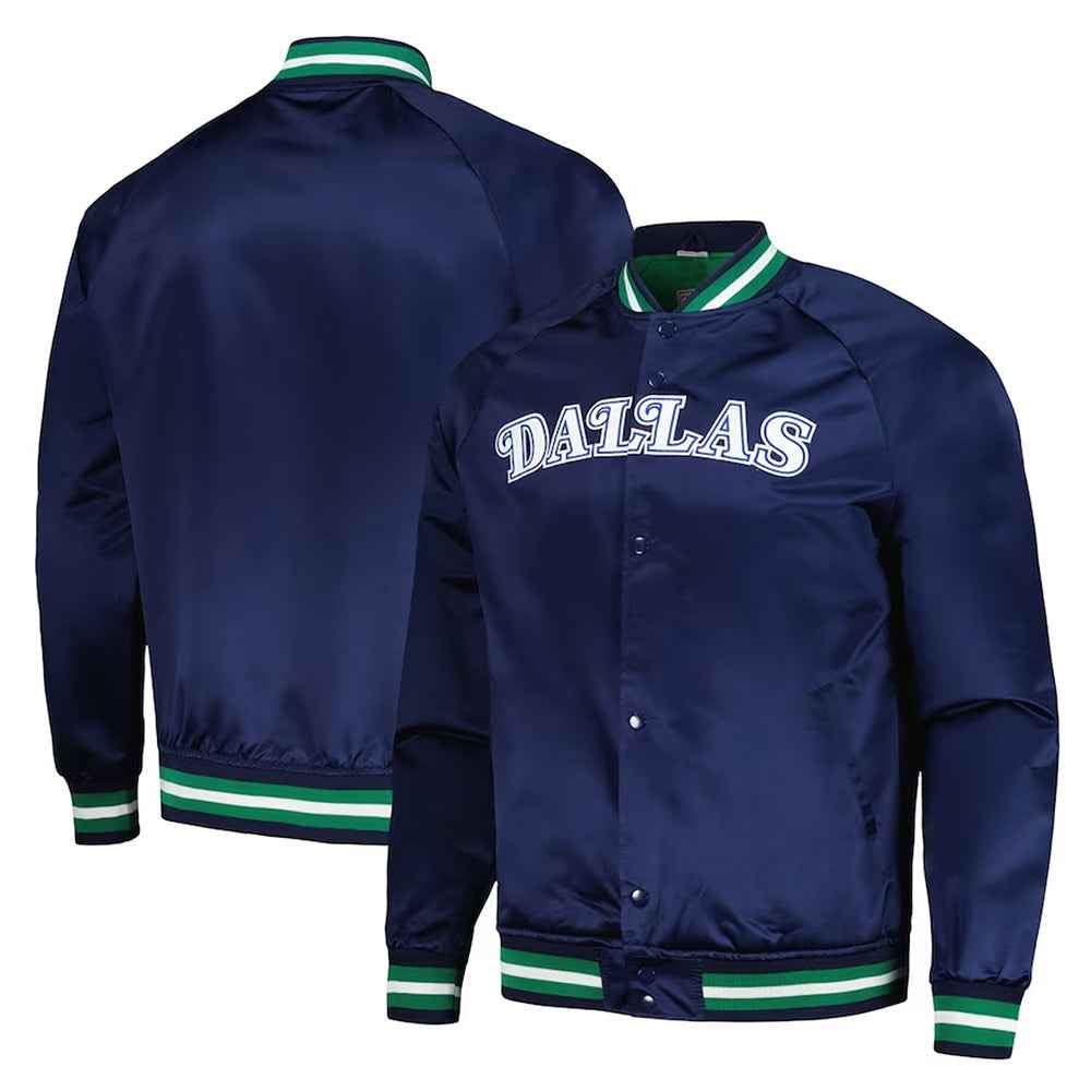 Hardwood Classics Dallas Mavericks Navy Blue Satin Jacket