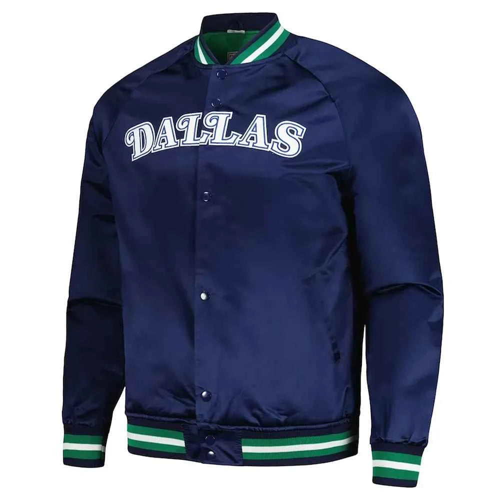 Hardwood Classics Dallas Mavericks Navy Blue Satin Jacket