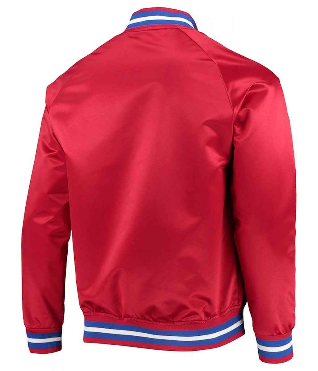Hardwood Classics Philadelphia 76ers Red Full-Snap Satin Jacket