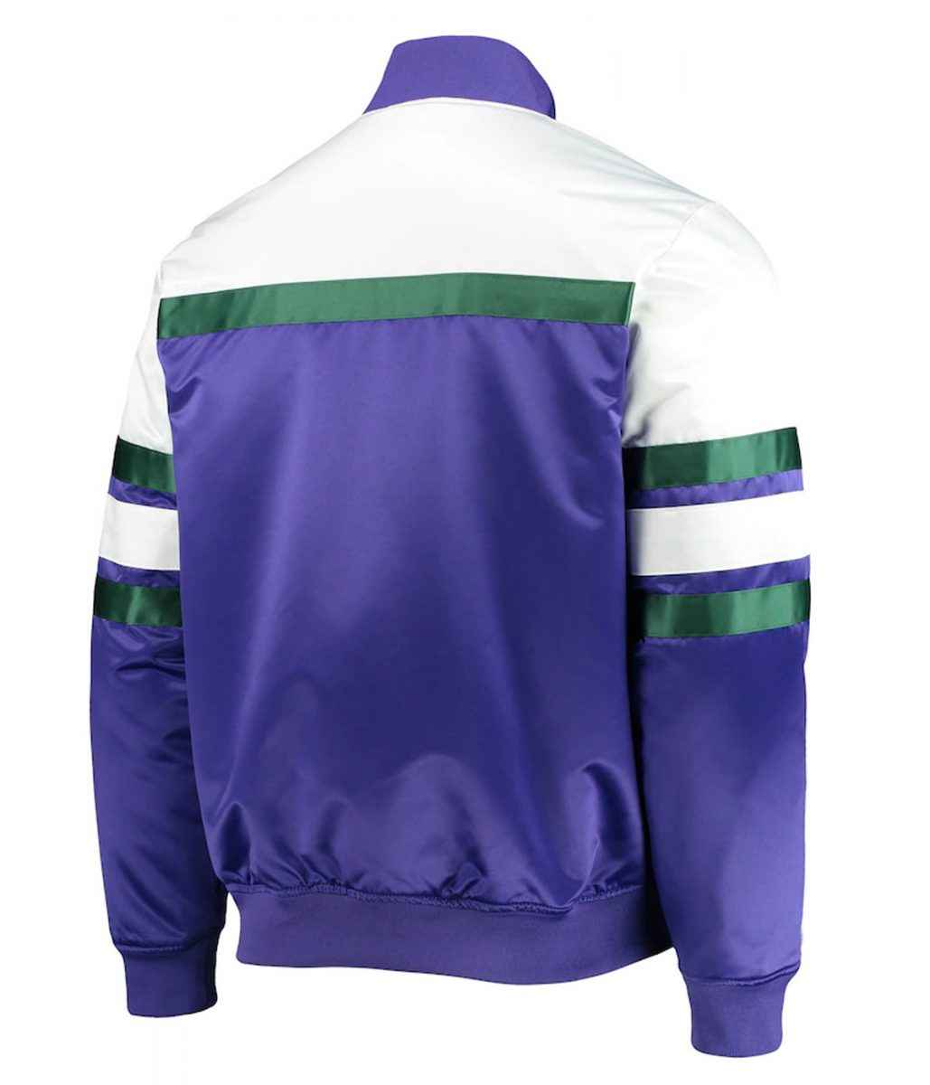 Hardwood Classics Script Milwaukee Bucks Purple Satin Jacket