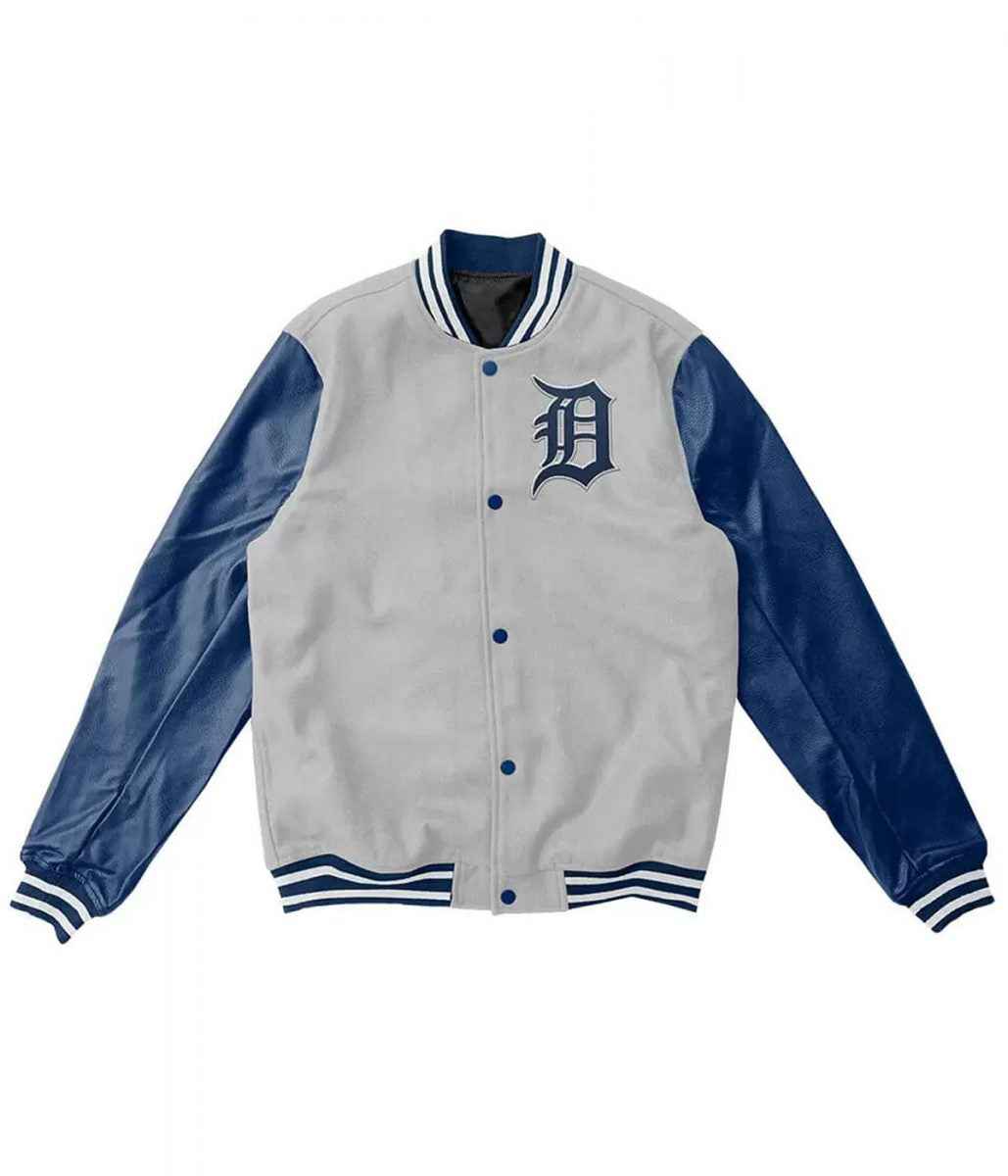 Letterman Detroit Tigers Blue and Grey Jacket