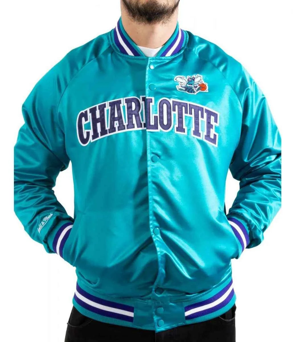 Lightweight Charlotte Hornets Teal Satin Jacket