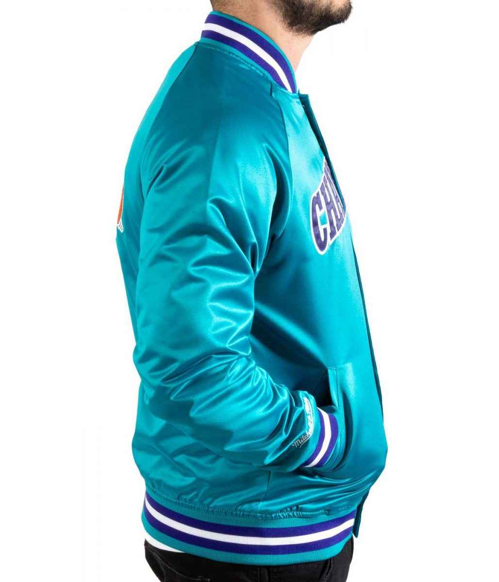 Lightweight Charlotte Hornets Teal Satin Jacket