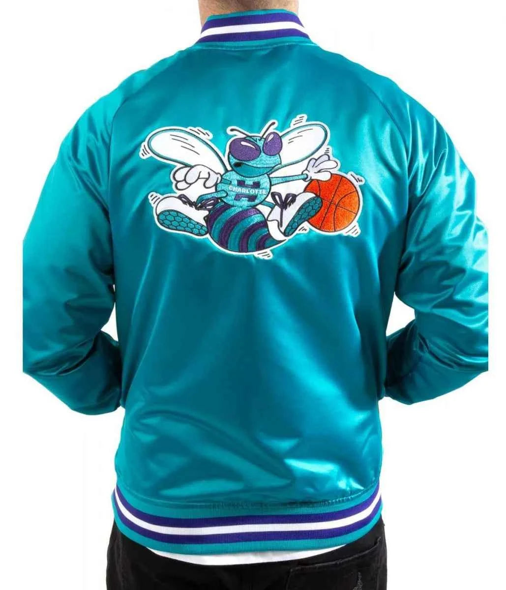Lightweight Charlotte Hornets Teal Satin Jacket