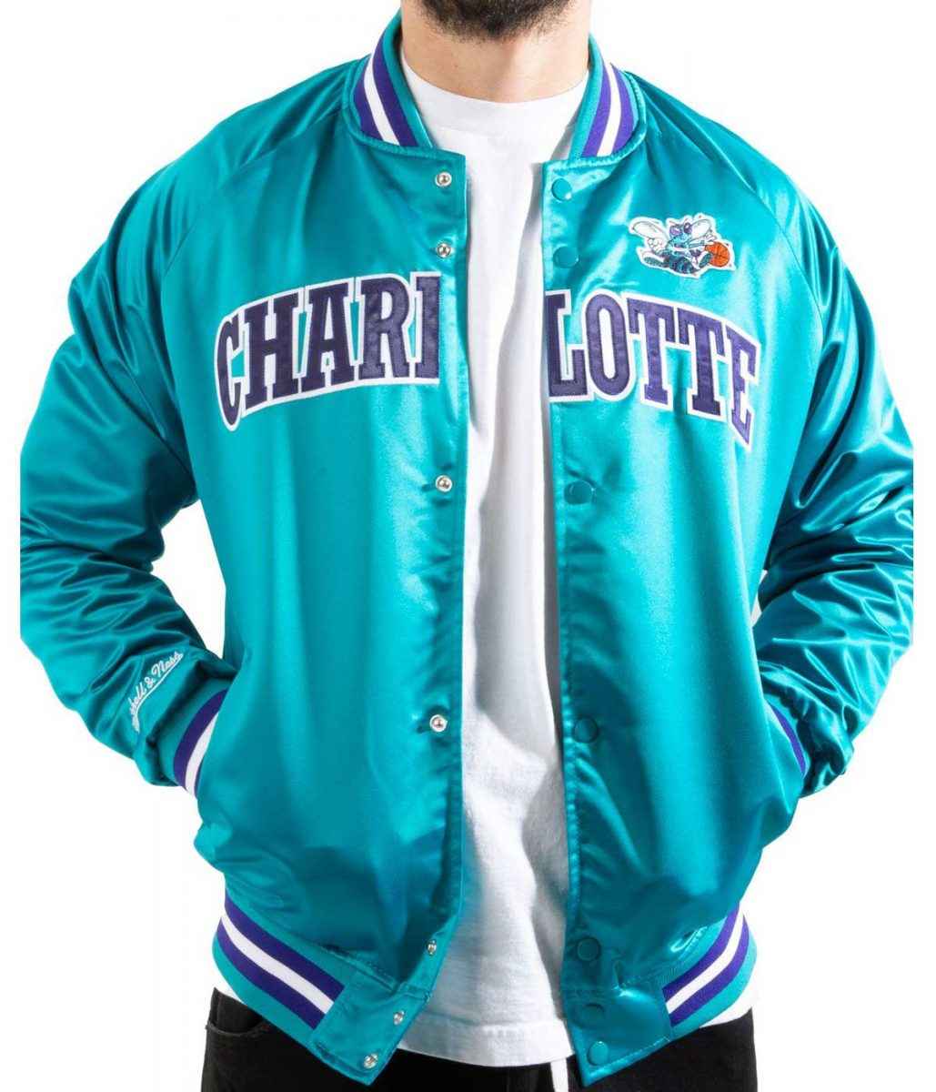 Lightweight Charlotte Hornets Teal Satin Jacket