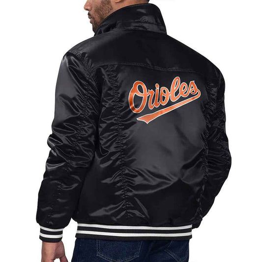 MLB Baltimore Orioles Black Silver Tab Trucker Jacket