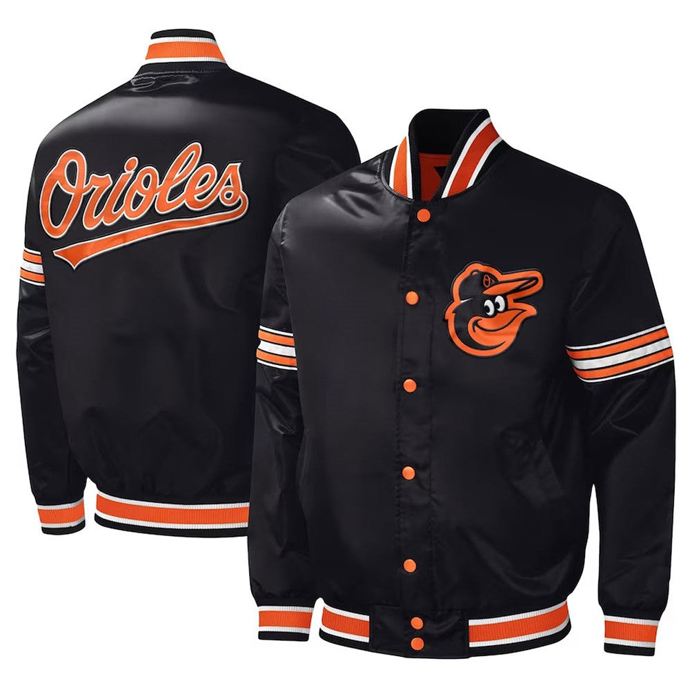 Baltimore Orioles Black Satin Jacket – Front View