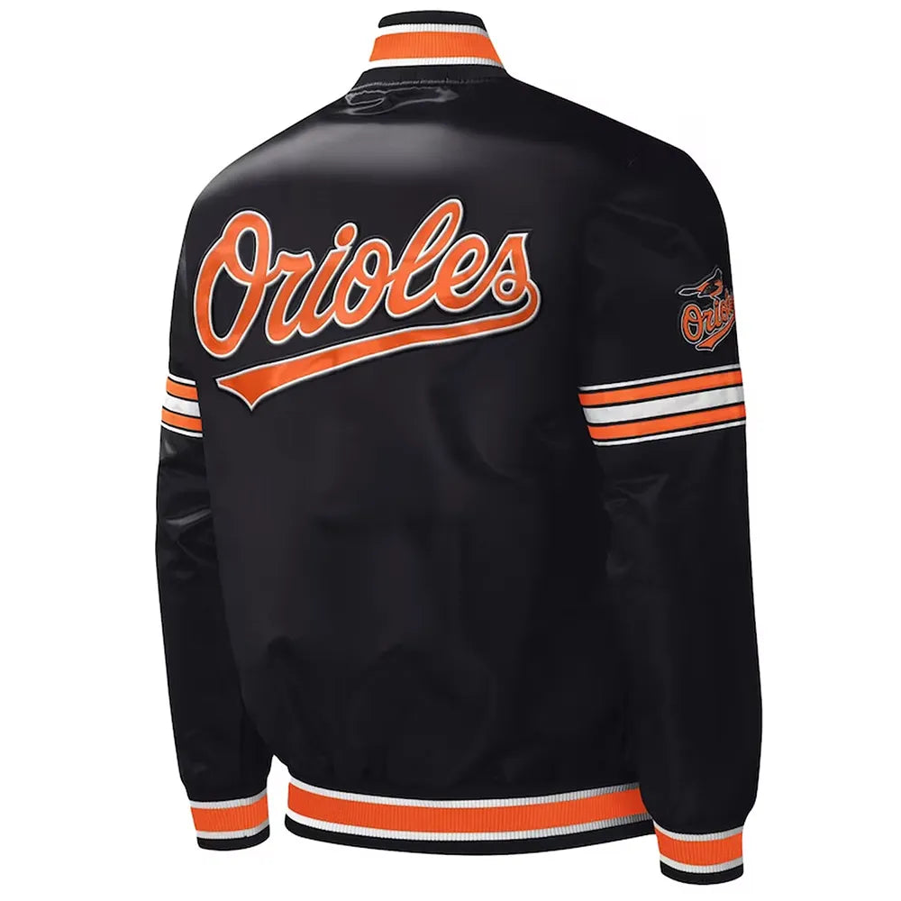 Baltimore Orioles Black Satin Jacket – Side View