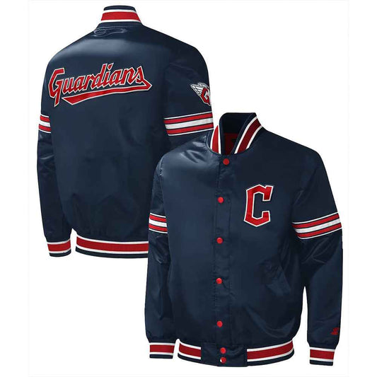 MLB Cleveland Guardians Midfield Navy Varsity Satin Jacket