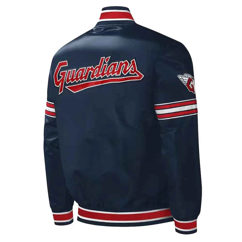 MLB Cleveland Guardians Midfield Navy Varsity Satin Jacket