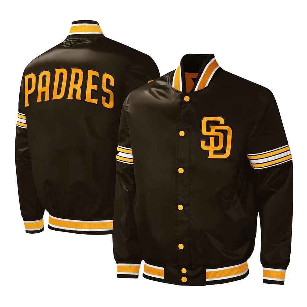 MLB San Diego Padres Midfield Brown Varsity Satin Jacket
