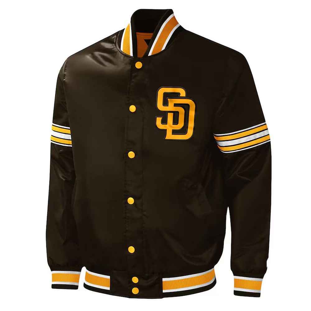 MLB San Diego Padres Midfield Brown Varsity Satin Jacket