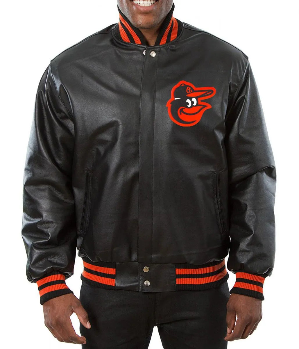 Baltimore Orioles Black Varsity Jacket – Front View