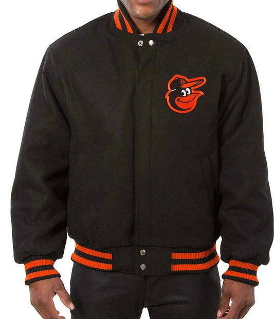 MLB Varsity Baltimore Orioles Black Wool Jacket