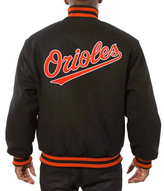 MLB Varsity Baltimore Orioles Black Wool Jacket