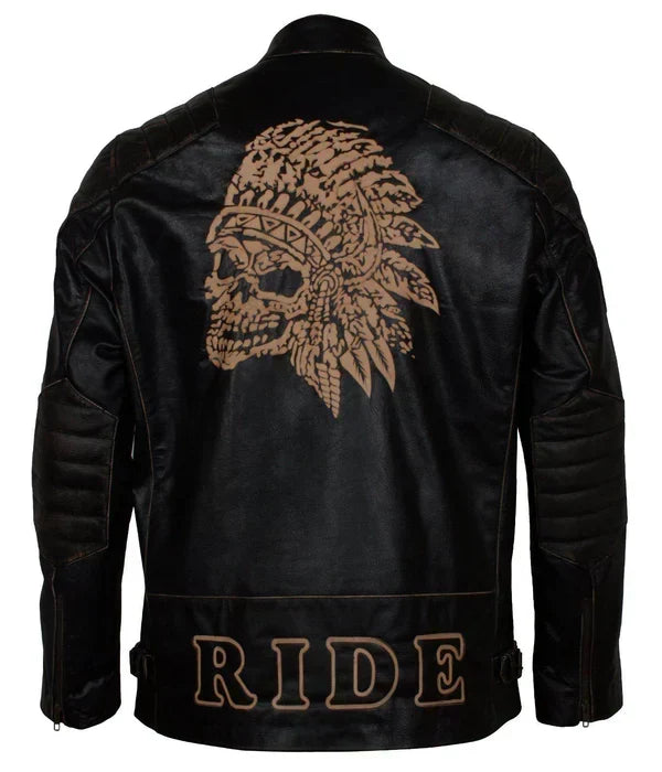 Black Black Leather Jacket – Front View