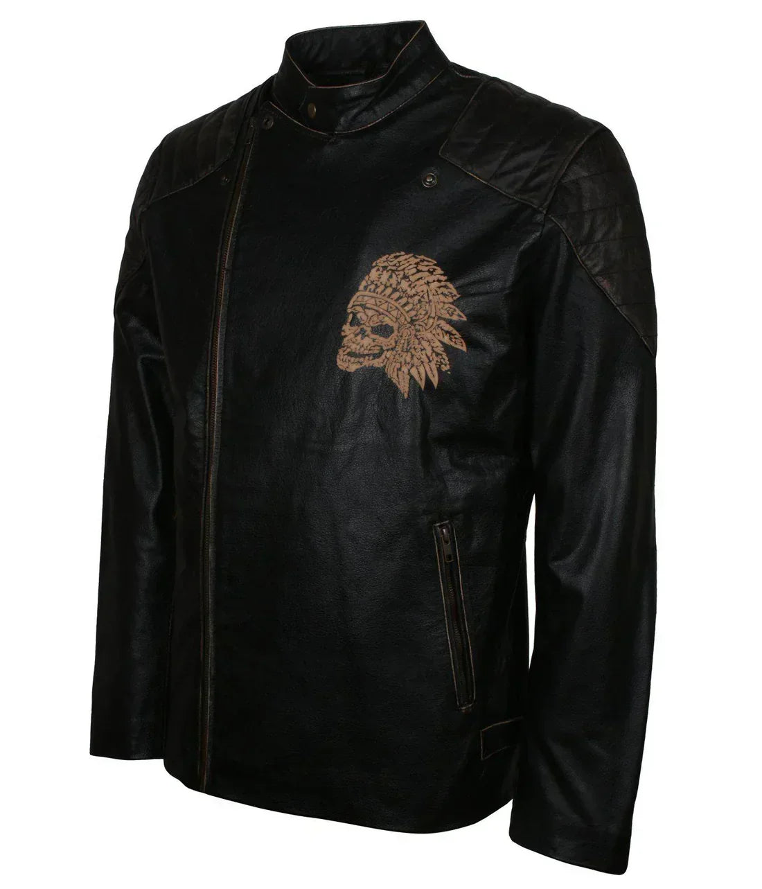 Black Black Leather Jacket – Close-Up Detail