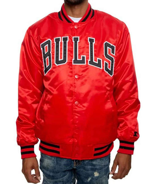 Men's Chicago Bulls Red Satin Jacket