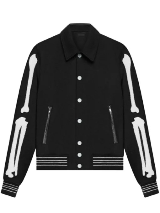 Black Black Varsity Jacket – Front View