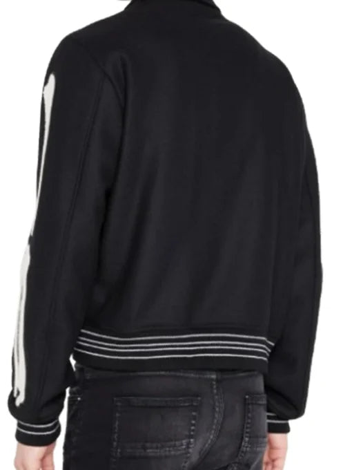 Black Black Varsity Jacket – Back View
