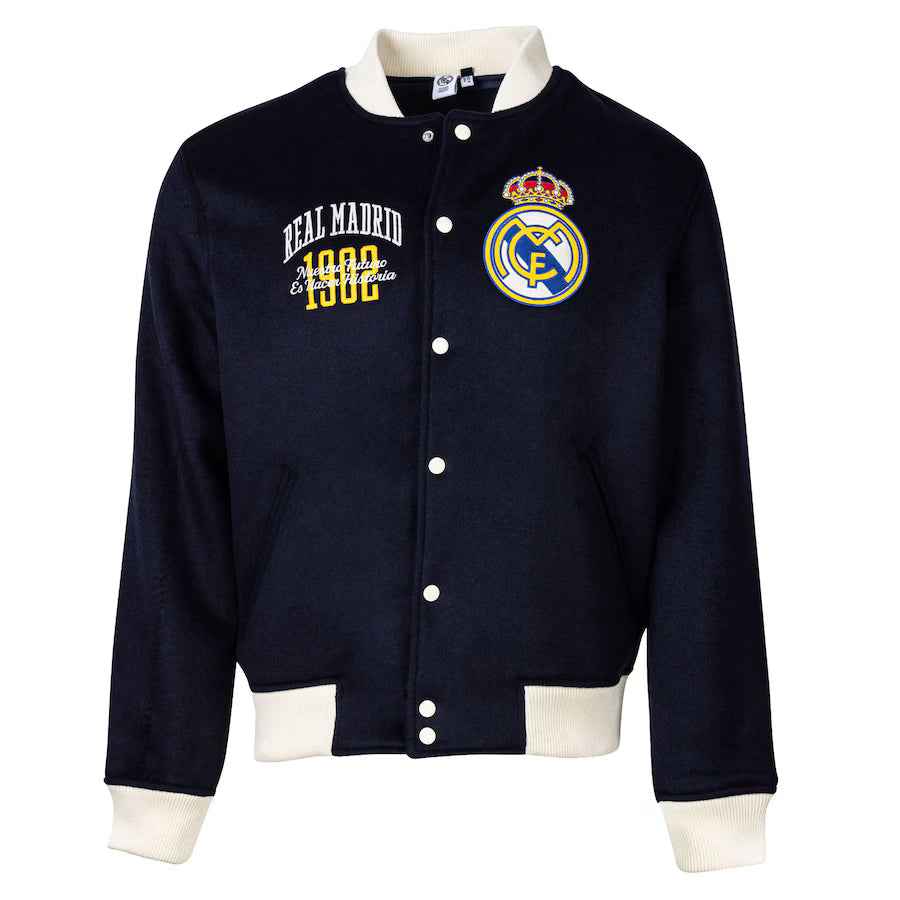 Men's Sport Design Sweden Navy Real Madrid Free Kick Wool Varsity Jacket