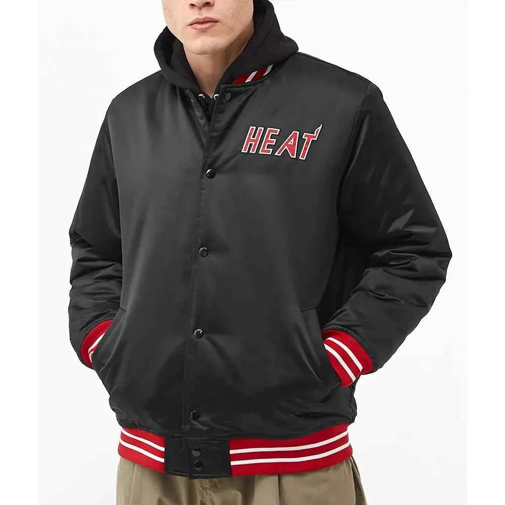 Miami Heat Heavyweight Black Satin Jacket