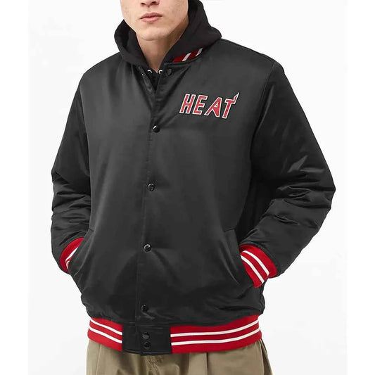 Miami Heat Heavyweight Black Satin Jacket
