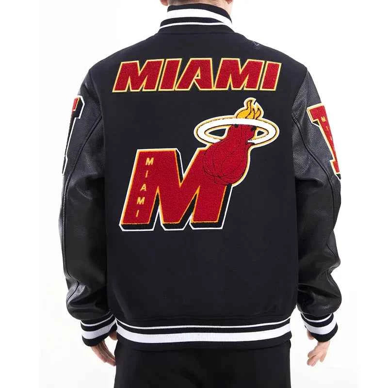 Miami Heat Mashup Logo Black Varsity Jacket