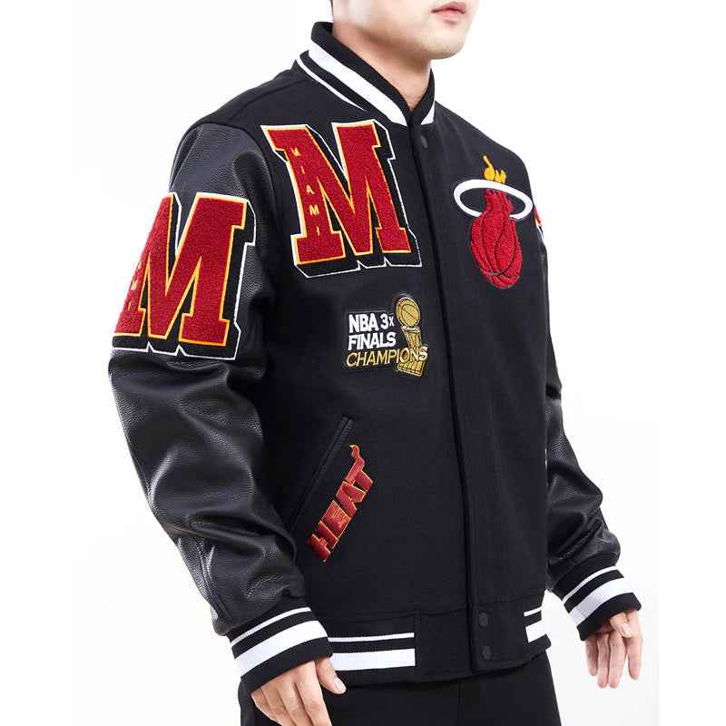 Miami Heat Mashup Logo Black Varsity Jacket