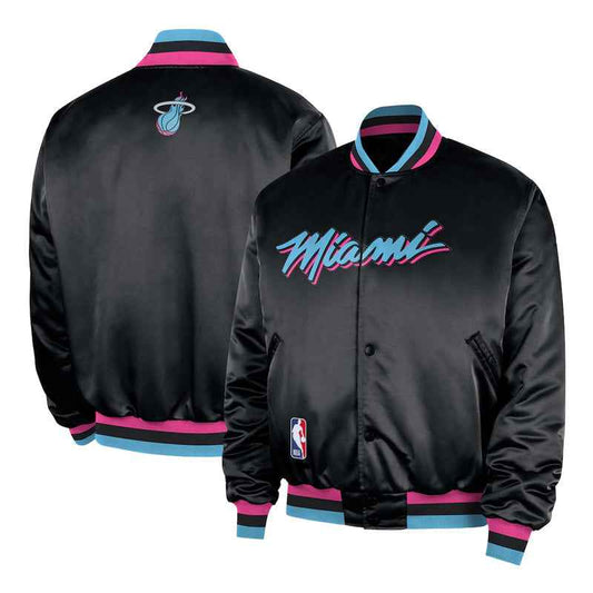 Miami Heat Remix Courtside Black Bomber Jacket