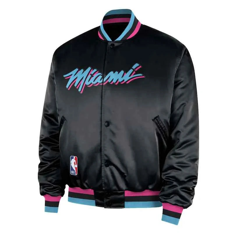 Miami Heat Remix Courtside Black Bomber Jacket