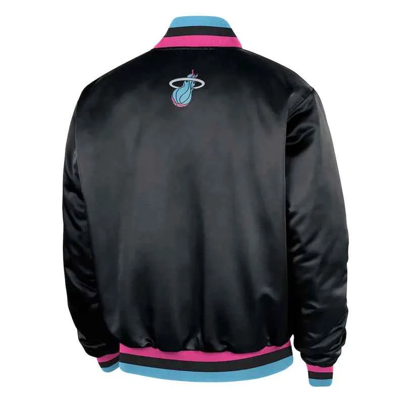Miami Heat Remix Courtside Black Bomber Jacket
